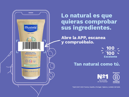 Imagen de la valoración del producto con alta naturalidad en Yuka: 100/100, excelente. - Mustela España - 2