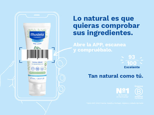 La crema facial Hydra bebé tiene una nota de 93/100 en la app Yuka, es decir, excelente, sin ingredientes cuestionables o tóxicos.  - Mustela España - 4