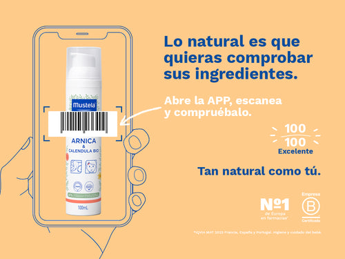 El gel de árnica y caléndula bio de Mustela tiene una puntuación excelente en las apps como Yuka por sus ingredientes naturales - Mustela España - 3