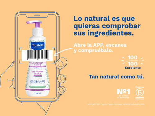 Valoración en Yuka de 100/100, excelente del gel de higiene íntima de Mustela.  - Mustela España - 2