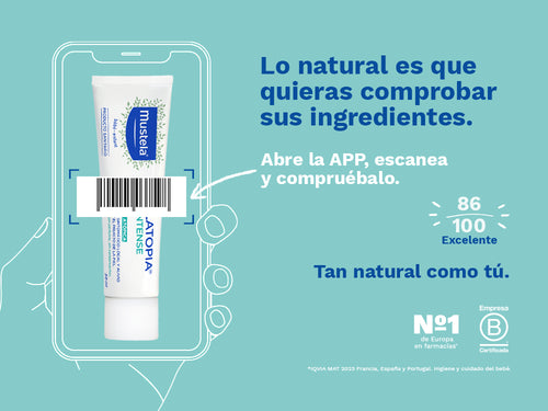 Stelatopia intense de Mustela bebé y niños tiene una nota de 100/100 en la app Yuka, es decir, excelente, sin ingredientes cuestionables o tóxicos.  - Mustela España - 3