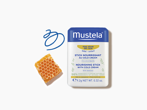 El stick nutritivo al cold cream lleva también cera de abeja bio, ideal para hidratar y nutrir la piel seca del bebé. - Mustela España - 4